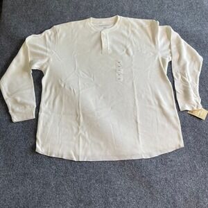 High Sierra Mens Henley Shirt Long Sleeve Off White Cotton Thermal Large 130315